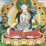Buddha Stones Tibetan Thangka Painting Yellow God of Wealth Green Tara Avalokitesvara Handmade Decoration Blind Box(Random Style)