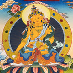 Buddha Stones Tibetan Thangka Painting Yellow God of Wealth Green Tara Avalokitesvara Handmade Decoration Blind Box(Random Style)