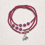 Buddha Stones Natural Garnet Elephant Abacus Lucky Bag PiXiu Protection Triple Wrap Bracelet