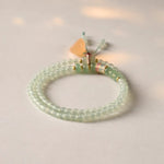 Buddha Stones Multiple Circles Natural Aventurine Glass Lotus Pods Lucky Bamboo Positivity Bracelet
