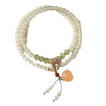 Buddha Stones Multiple Circles Natural Aventurine Glass Lotus Pods Lucky Bamboo Positivity Bracelet