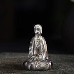 Buddha Stones Mini Formless Buddha Ebony Wood Lacquer Craft Peace Incense Stick Holder Decoration