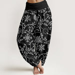 Buddha Stones Cotton Casual Floral Branches Flowing Vines Pattern Women's Elastic Waist Harem Pants