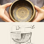 Buddha Stones Handmade Singing Bowl Scripture Sanskrit Pattern for Healing and Meditation Sound Bowl Set