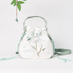 Buddha Stones Embroidered Green Pear Blossom Canvas Tote Crossbody Bag Shoulder Bag Handbag