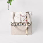 Buddha Stones Magnolia Embroidery Canvas Polyester Shoulder Bag