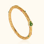 Buddha Stones "Sending Health and Good Fortune" Cyan Jade Copper Bangle Includes Gift Message Card