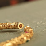 Buddha Stones "Sending Health and Good Fortune" Cyan Jade Copper Bangle Includes Gift Message Card