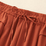 Buddha Stones Causal Ethnic Simple Drawstring Design Women's Wide Leg Cropped Pants With Pockets