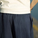 Buddha Stones Summer Plain Pleat Design Drawstring Men's 7-8 Length Pants With Pockets