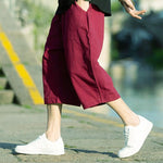 Buddha Stones Summer Plain Pleat Design Drawstring Men's 7-8 Length Pants With Pockets