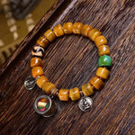 Buddha Stones Vintage Tibetan Bone Beads Dzi Bead Cute Fox Balance Bracelet
