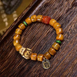 Buddha Stones Vintage Tibetan Bone Beads Dzi Bead Cute Fox Balance Bracelet