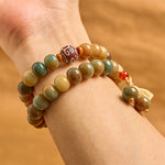 Buddha Stones Colorful Bodhi Seed Lotus Pod Charm Peace Double Wrap Bracelet