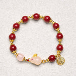 Buddha Stones Cinnabar Cute Rabbit Bunny Fu Character Charm Blessing Bracelet