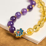 Buddha Stones Natural Amethyst Citrine Healing Key Chain Phone Hanging Decoration