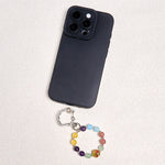 Buddha Stones Natural Strawberry Quartz Amethyst Citrine Aquamarine Flower Key Chain Hanging Decoration