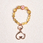 Buddha Stones Golden Rutilated Quartz Wealth Key Chain Hanging Decoration