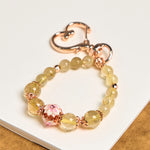 Buddha Stones Golden Rutilated Quartz Wealth Key Chain Hanging Decoration