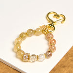 Buddha Stones Golden Rutilated Quartz Auspiciousness Key Chain Hanging Decoration