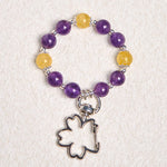 Buddha Stones Natural Amethyst Citrine Positive Key Chain Bag Hanging Decoration