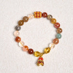 Buddha Stones Natural Colorful Rutilated Quartz Yin Yang Protection Bracelet