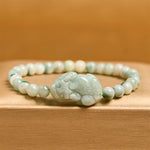 Buddha Stones Natural Green Jade PiXiu Carved Luck Bracelet
