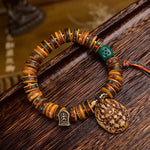 Buddha Stones Tibetan Camel Bone Dice Tassel Protection Bracelet