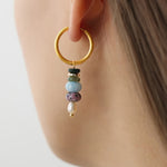 Buddha Stones Tibetan Marnyi Stone Design Natural Red Agate Pearl Confidence Titanium Steel Earrings