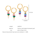 Buddha Stones Tibetan Marnyi Stone Design Natural Red Agate Pearl Confidence Titanium Steel Earrings
