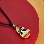 Buddha Stones 925 Sterling Silver Peach Blossom Cat Gourd Pattern Protection Necklace Pendant