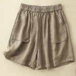 Buddha Stones Summer Casual Plain Women's Elasti Straight Shorts With Pockets