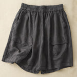 Buddha Stones Summer Casual Plain Women's Elasti Straight Shorts With Pockets