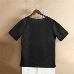 Buddha Stones Casual Summer Pure Color Jacquard Button Crew Neck Women's Short Sleeve T-Shirt