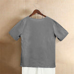 Buddha Stones Casual Summer Pure Color Jacquard Button Crew Neck Women's Short Sleeve T-Shirt