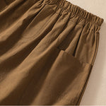 Buddha Stones Summer Casual Elastic Waist Plain Women's Polyester Shorts With Pockets