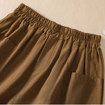 Buddha Stones Summer Casual Elastic Waist Plain Women's Polyester Shorts With Pockets