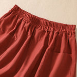 Buddha Stones Summer Casual Elastic Waist Plain Women's Polyester Shorts With Pockets