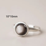 Buddha Stones Natural 925 Sterling Silver Silver Sheen Obsidian Adjustable Protection Ring