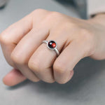 Buddha Stones Natural 925 Sterling Silver Garnet Adjustable Protection Ring