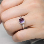 Buddha Stones Natural 925 Sterling Silver Amethyst Adjustable Balance Ring