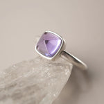 Buddha Stones Natural 925 Sterling Silver Amethyst Adjustable Balance Ring
