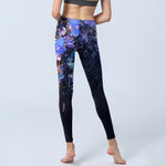 Buddha Stones Purple Flower Butterfly Pattern Print Gym Leggings Women's Yoga Pants