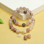 Buddha Stones Natural Golden Silk Jade Double Layer Gourd Peace Buckle Luck Bracelet