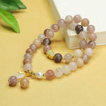 Buddha Stones Natural Golden Silk Jade Double Layer Gourd Peace Buckle Luck Bracelet