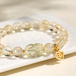 Buddha Stones Natural Citrine PiXiu Copper Coin Protection Bracelet