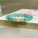 Buddha Stones 925 Sterling Silver Green Strawberry Quartz Flower Calm Bracelet