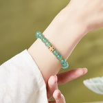 Buddha Stones 925 Sterling Silver Green Strawberry Quartz Flower Calm Bracelet