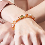 Buddha Stones 999 Sterling Silver Citrine Om Mani Padme Hum Protection Bracelet