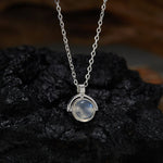 Buddha Stones Red Agate Tiger Eye Aquamarine Moonstone 925 Sterling Silver Confidence Necklace Pendant